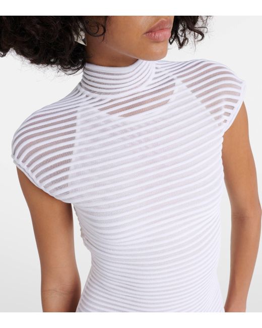 Alaïa White Striped Minidress