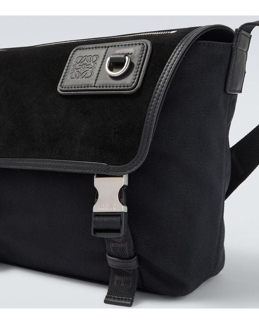 Loewe Black Flex Medium Canvas And Suede Messenger Bag for men