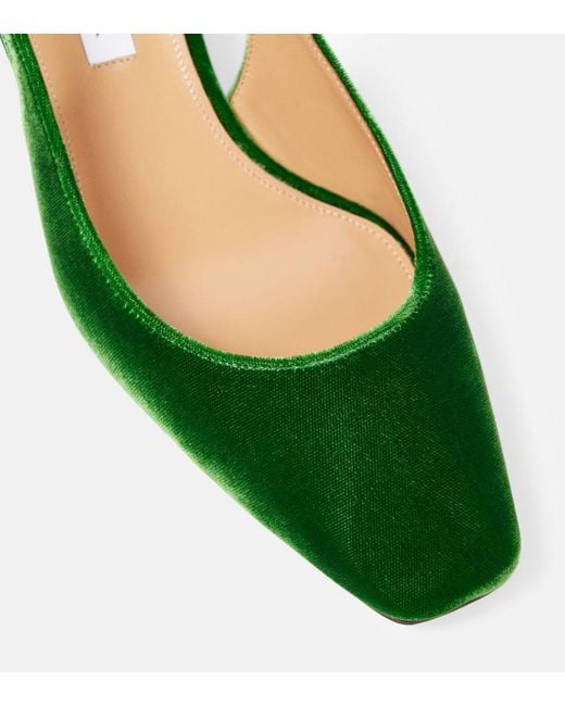 Aquazzura Green Very Bow Tie 35 Velvet Slingback Pumps