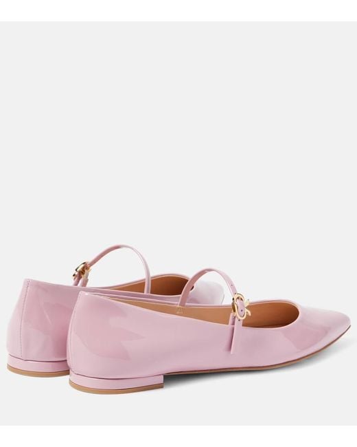 Gianvito Rossi Pink Ribbon Jane 05 Patent Leather Mary Jane Flats