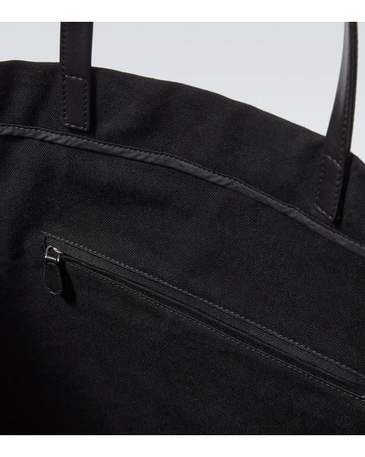 The Row Black Tori Leather-Trimmed Canvas Tote Bag for men