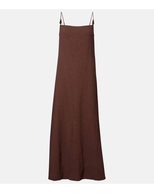 Staud Brown Laura Cotton Gauze Maxi Dress