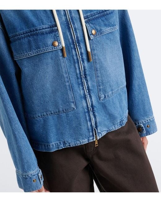 Moncler Blue Ecrevisse Layered Denim Down Jacket