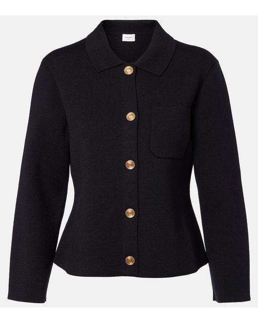 Saint Laurent Blue Waffle-Knit Wool Cardigan
