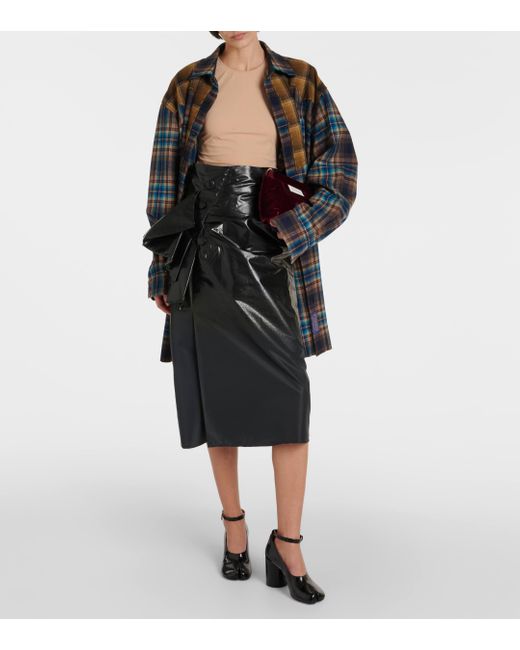 Maison Margiela Black High-rise Draped Midi Skirt