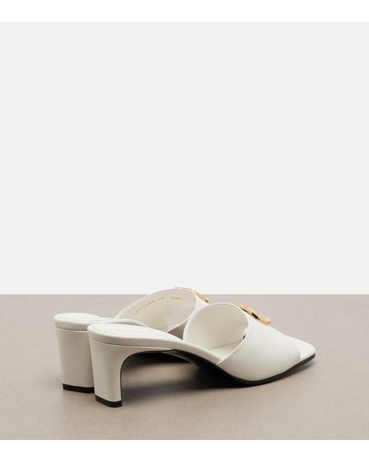 Gucci White Double G Leather Mules