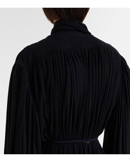 Calvin Klein Black Yasmine Scarf-Detail Cotton-Blend Maxi Gown