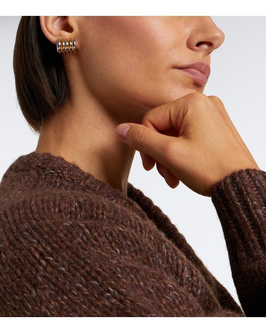 DEHANCHE White Hollyhock Hoop Earrings