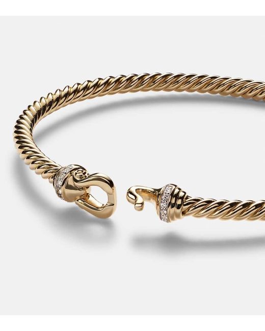 David Yurman Metallic Buckle Cablespira 18Kt Bangle With Diamonds