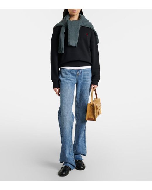 AMI Blue Ami De Cour Cotton Jersey Sweatshirt
