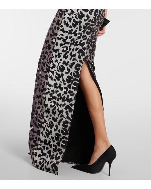 Alex Perry Blue Leopard-print Strapless Velvet Midi Dress