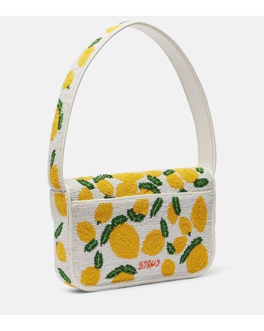 Staud Yellow Tommy Beaded Shoulder Bag