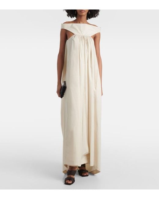 Rick Owens Natural Chalice Cutout Cotton Poplin Maxi Dress