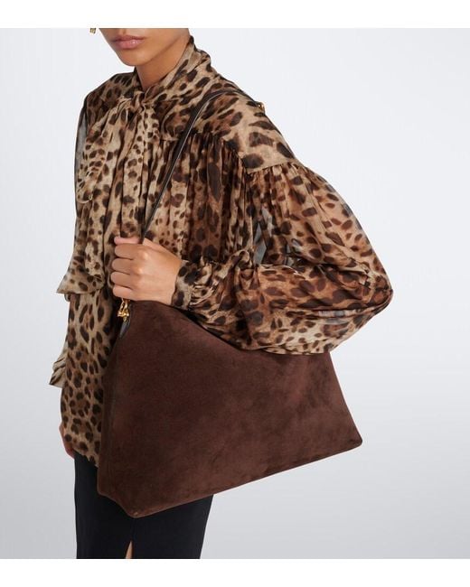 Dolce & Gabbana Brown Vittoria Large Suede Shoulder Bag