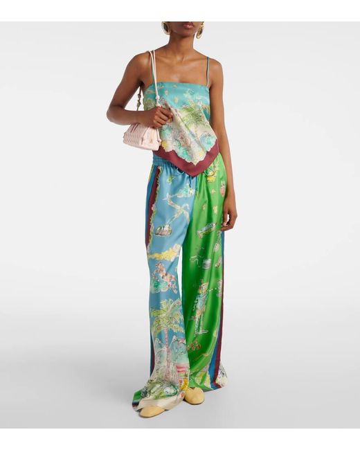 Pantalones Anchos Daria De Seda ALÉMAIS de color Green