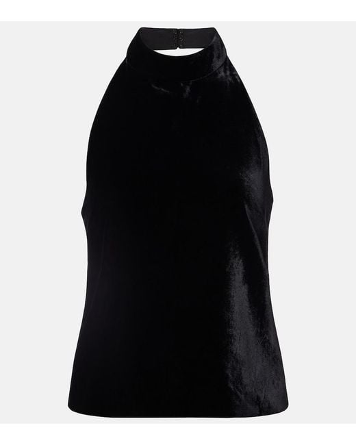 Nili Lotan Black Peneloppe Halterneck Velvet Top