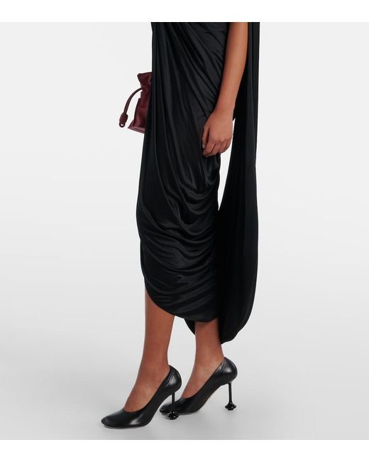 Loewe Black Draped Midi Dress