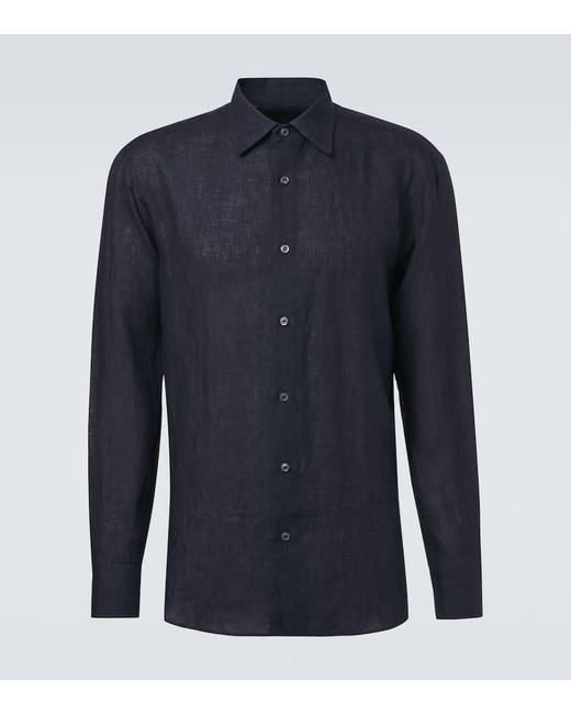 Brioni ネイビーリネンシャツ M brioni-blue-Linen-Shirt.jpeg