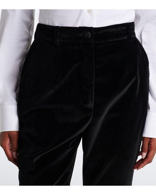 Dolce & Gabbana Black Cotton And Silk-Blend Velvet Slim Pants