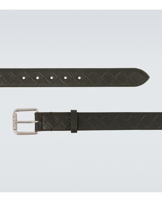 Bottega Veneta Black Intrecciato Embossed Leather Belt for men