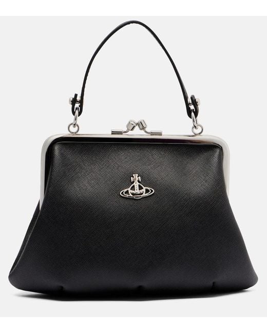 Vivienne Westwood Black Granny Frame Leather Tote Bag
