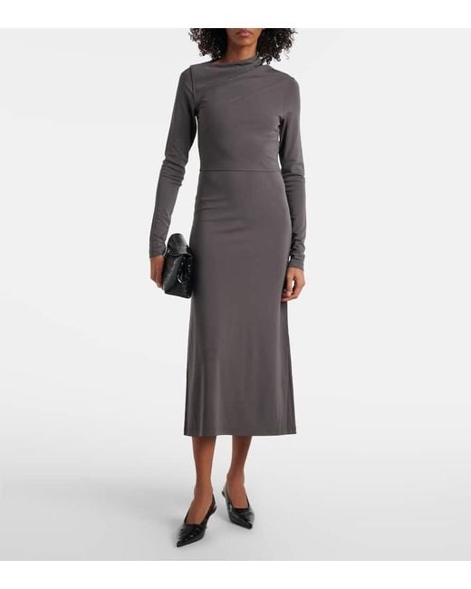 Vestido Midi De Jersey Drapeado Totême  de color Gray