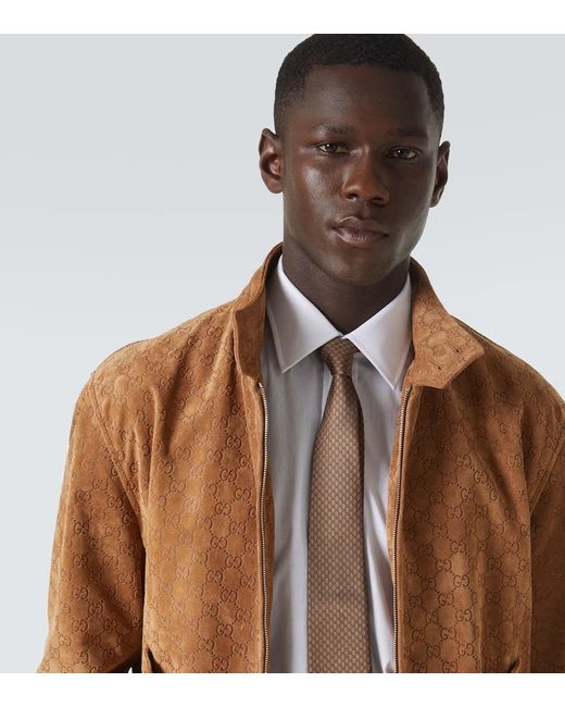 Gucci Brown Gg Silk Jacquard Tie for men