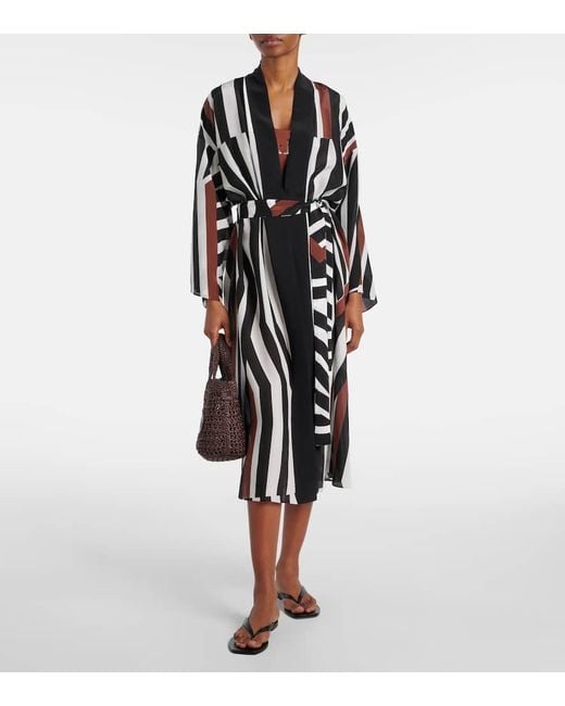 Max Mara Black Ovatte Striped Beach Cover-Up