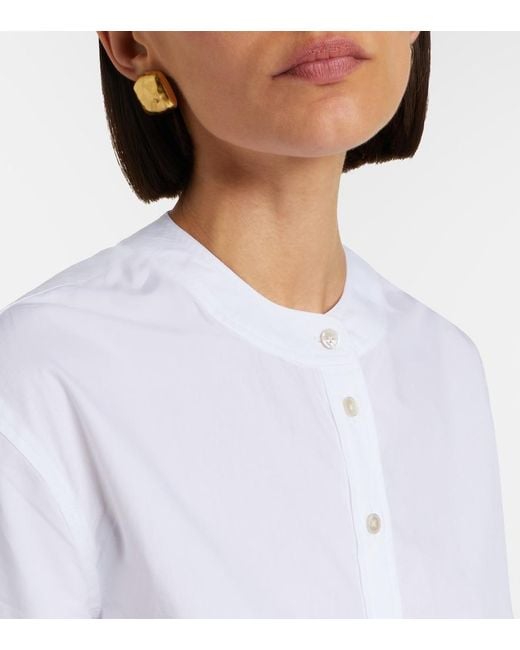 Veronica Beard White Aleck Embroidered Cotton Shirt