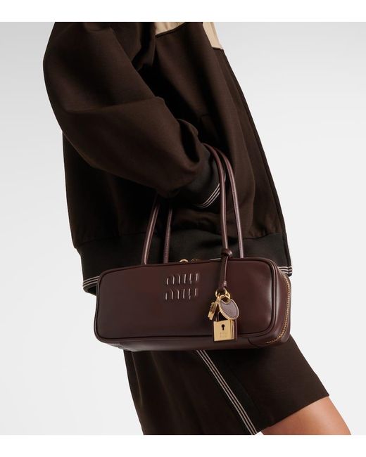 Miu Miu Brown Beau Leather Shoulder Bag