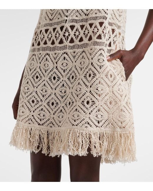 LaDoubleJ Natural Lacey Macrame Cotton Minidress