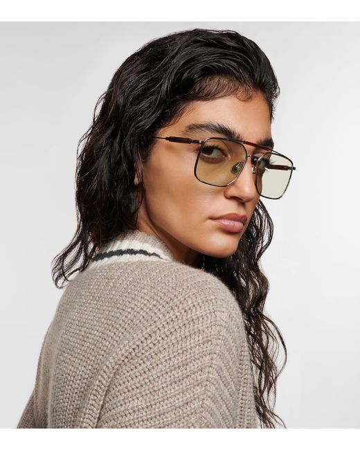 Brunello Cucinelli Natural Sartorial Sunset Square Sunglasses