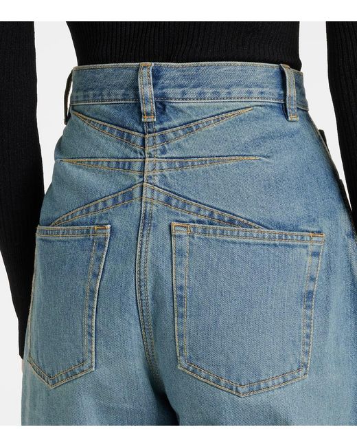 Alaïa Blue High-Rise Barrel-Leg Jeans