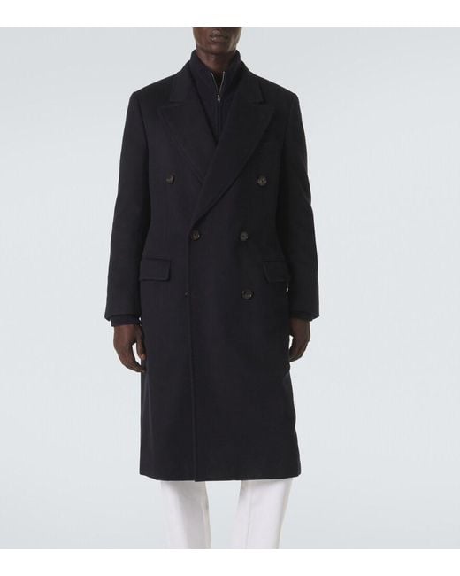 Umit Benan Black President Double-Breasted Wool Coat for men