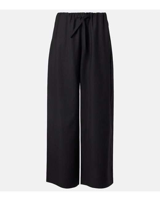 Totême Black Wool Wide-Leg Pants