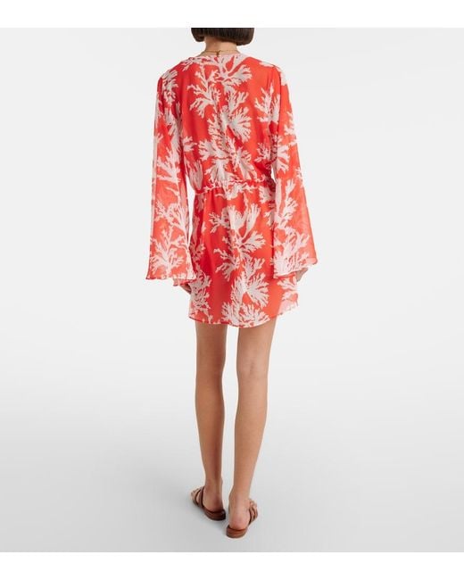 Alexandra Miro Red Chloe Floral Georgette Kaftan