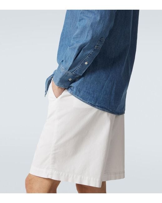 Brunello Cucinelli Blue Denim Shirt for men