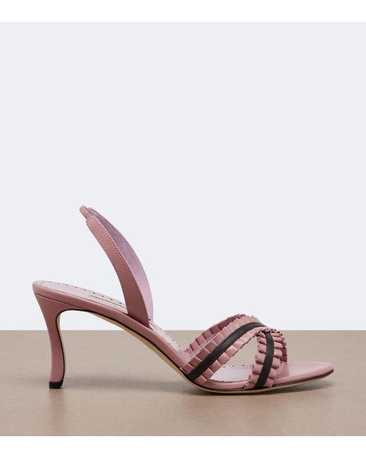 Manolo Blahnik Pink Volusan Leather Slingback Sandals