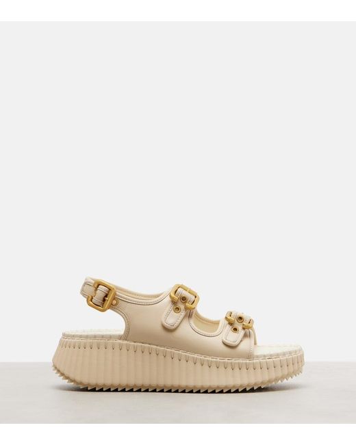 Chloé Natural Nama Leather Platform Sandals