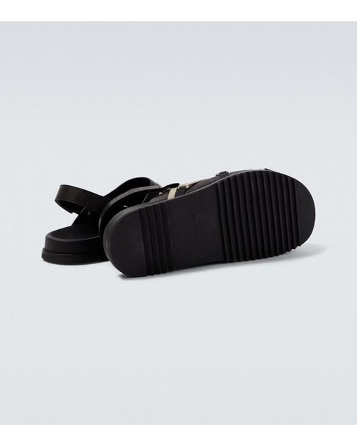 Rick Owens Black Megalace Leather Mules for men