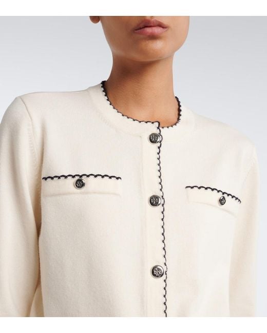 Tory Burch Natural Kendra Scalloped Wool-Blend Cardigan