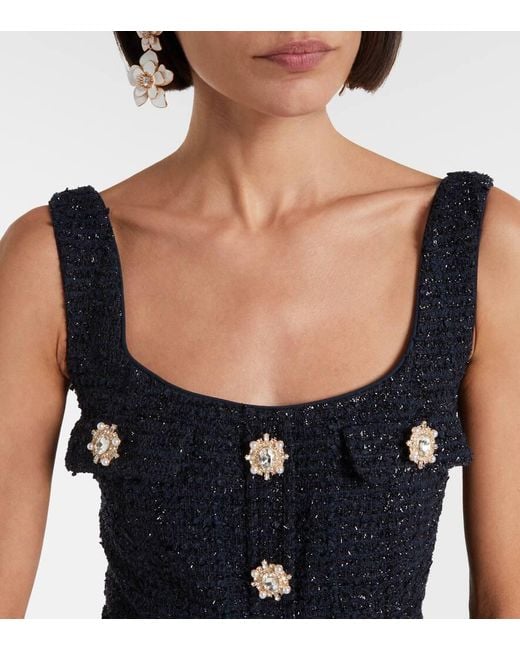Self-Portrait Blue Verziertes Minikleid Aus Boucle