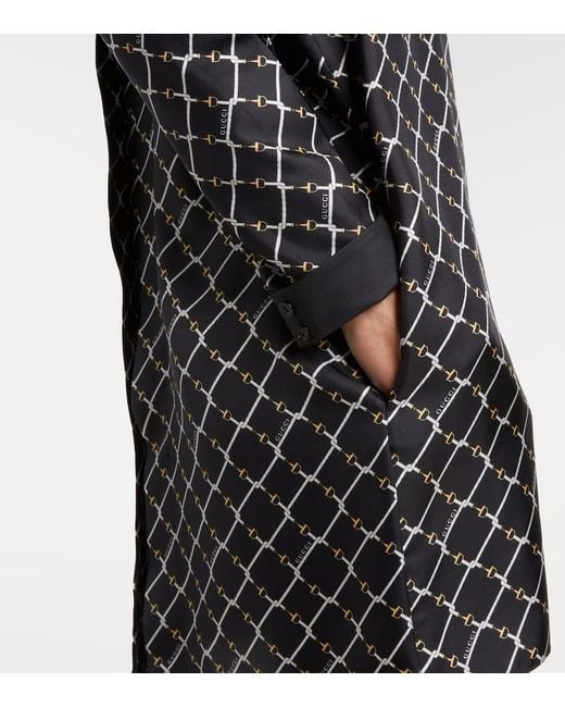 Gucci Black Bedrucktes Minikleid Aus Seide