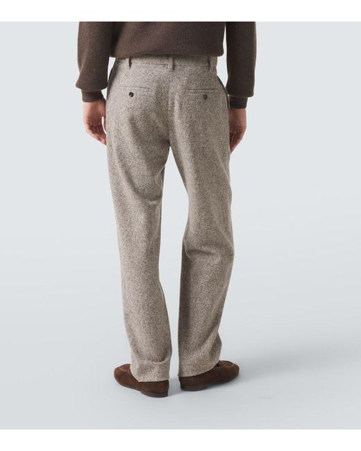 Agnona Gray Wool-Blend Straight Pants for men