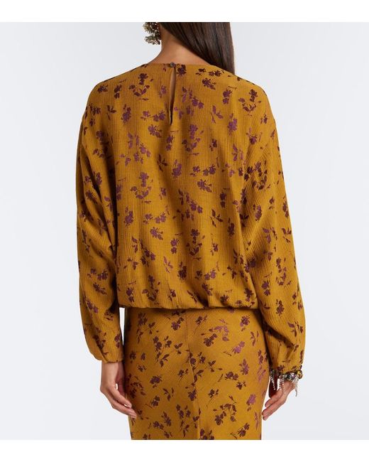Dries Van Noten Brown Floral Blouse