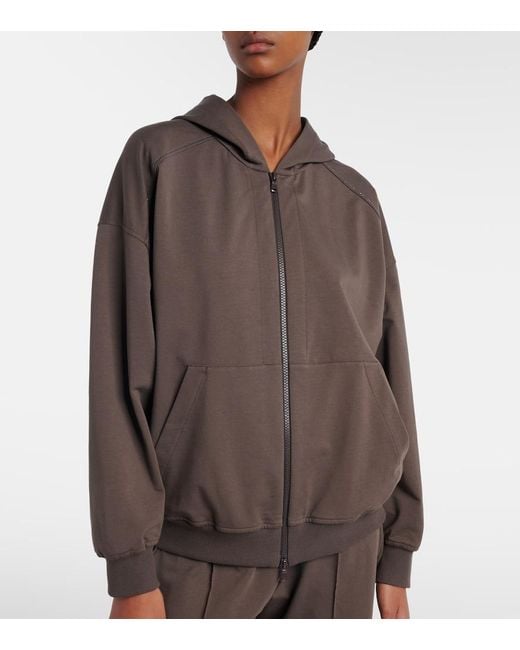 Brunello Cucinelli Brown Monili Cotton Zip-Up Hoodie