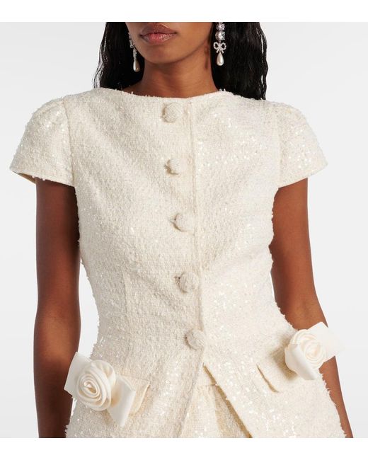 Robe En Boucle A Sequins Self-Portrait en coloris White