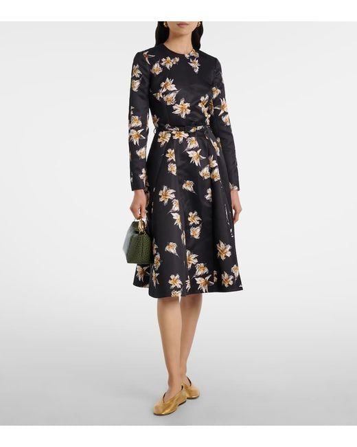 Robe Midi Uccellina En Satin A Fleurs Emilia Wickstead en coloris Black