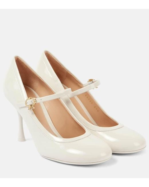 Gianvito Rossi White 85 Patent Leather Mary Jane Pumps