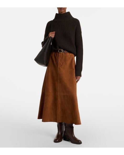 Citizens of Humanity Brown Cassia Suede Midi Skirt